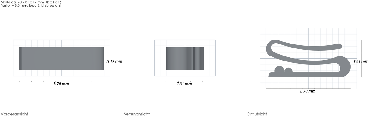 Brillenhalterung passend für Sonnenblende passend für – mit Maßangaben, 3D-gedruckt von Parture