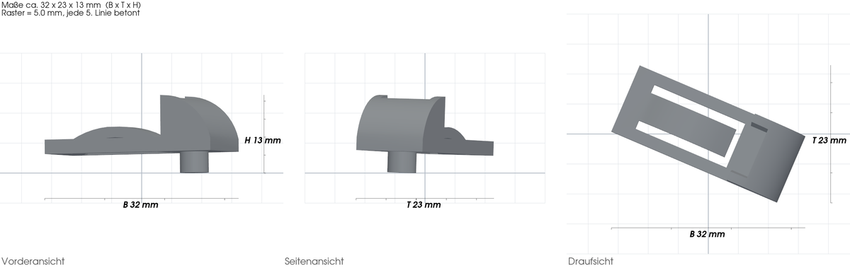 Regalclip passend für VW California T5 – mit Maßangaben, 3D-gedruckt von Parture