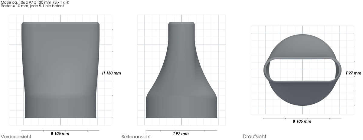 Gebläsedüse passend für Milwaukee M18 Gebläse – mit Maßangaben, 3D-gedruckt von Parture