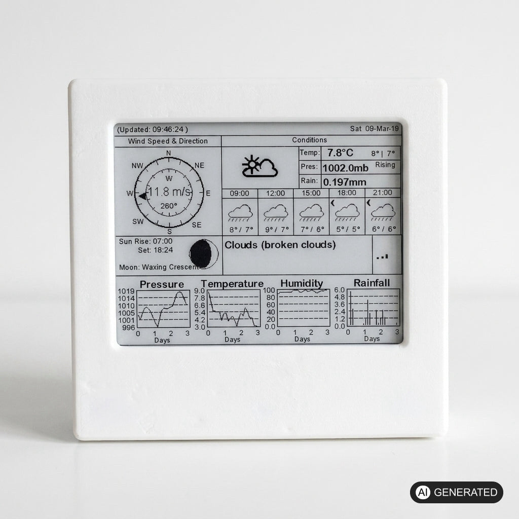 4.2" E-Paper Wetterstation Gehäuse mit ESP32, kompatibel mit Waveshare