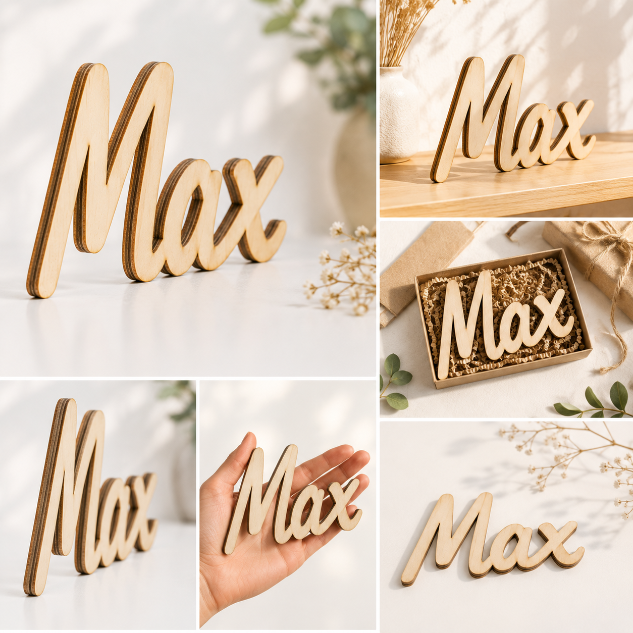 Schriftzug Personalisiert Holz Name Wand Deko Kinderzimmer Türschild Basteln 5cm