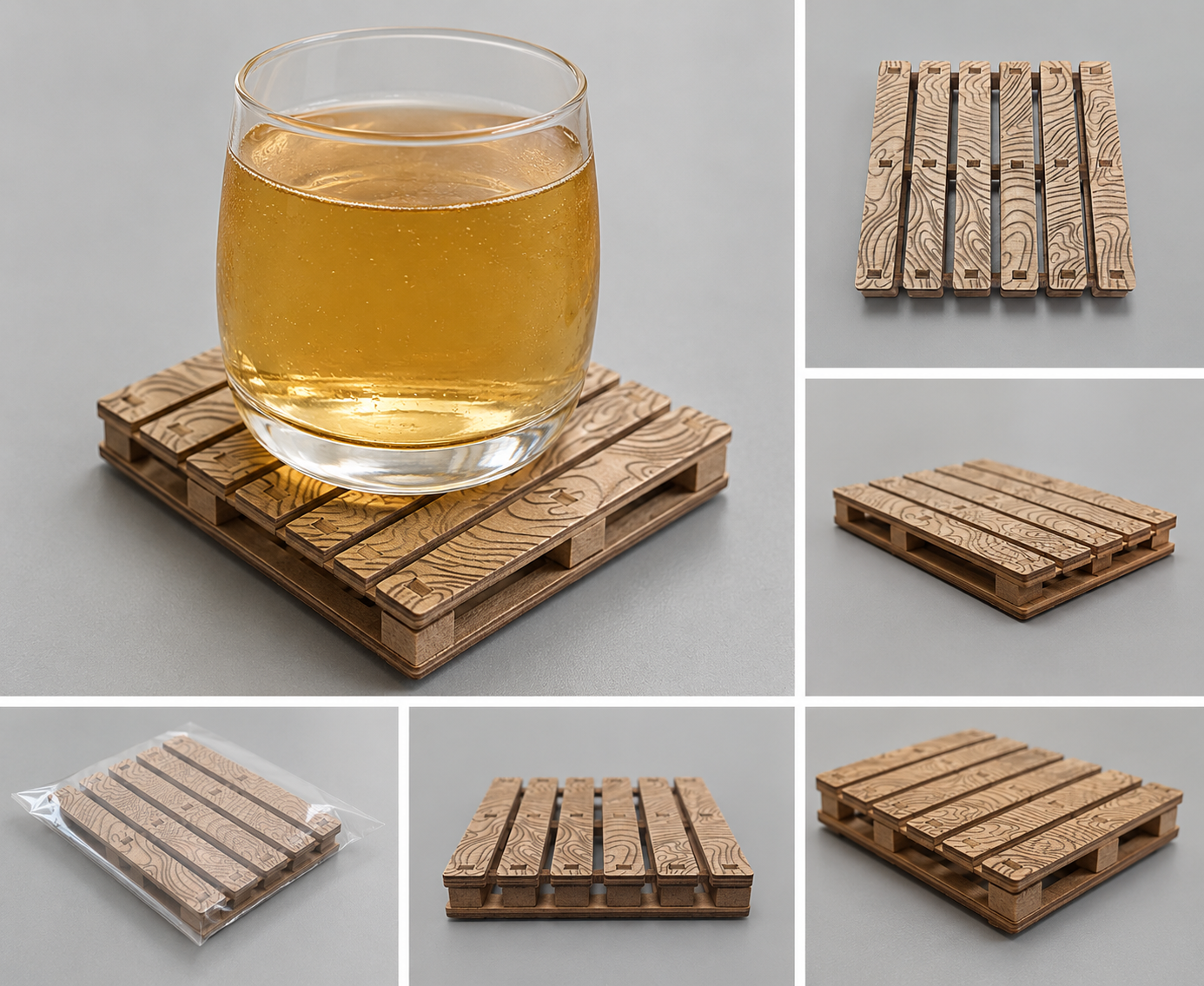 5x Paletten Untersetzer Mini Holzpaletten Getränkeuntersetzer Coaster aus Holz