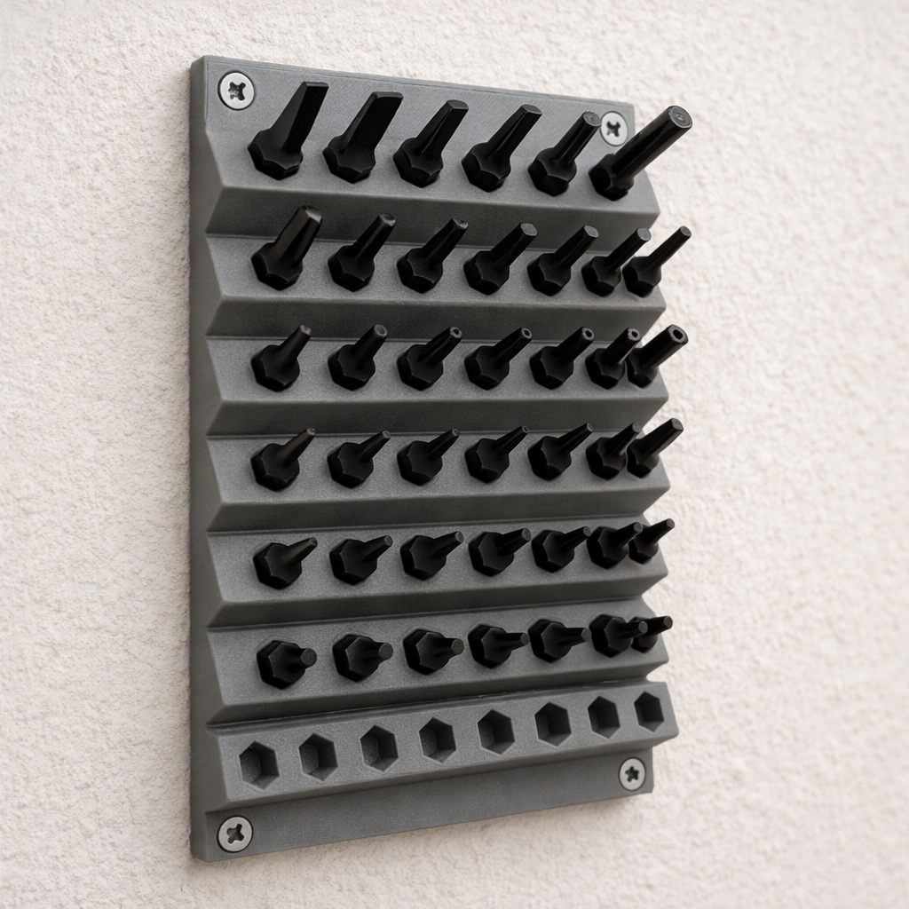 Wandhalter passend für 62 Bits Sechskant Universal – 3D-Druck