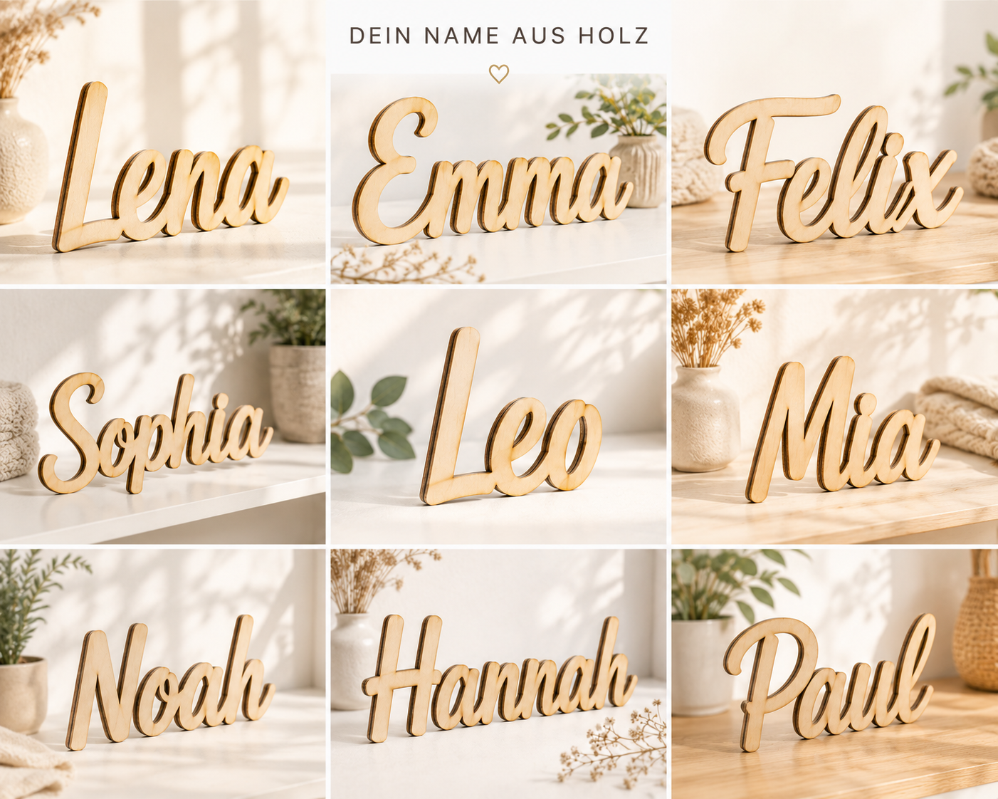 Schriftzug Personalisiert Holz Name Wand Deko Kinderzimmer Türschild Basteln 5cm
