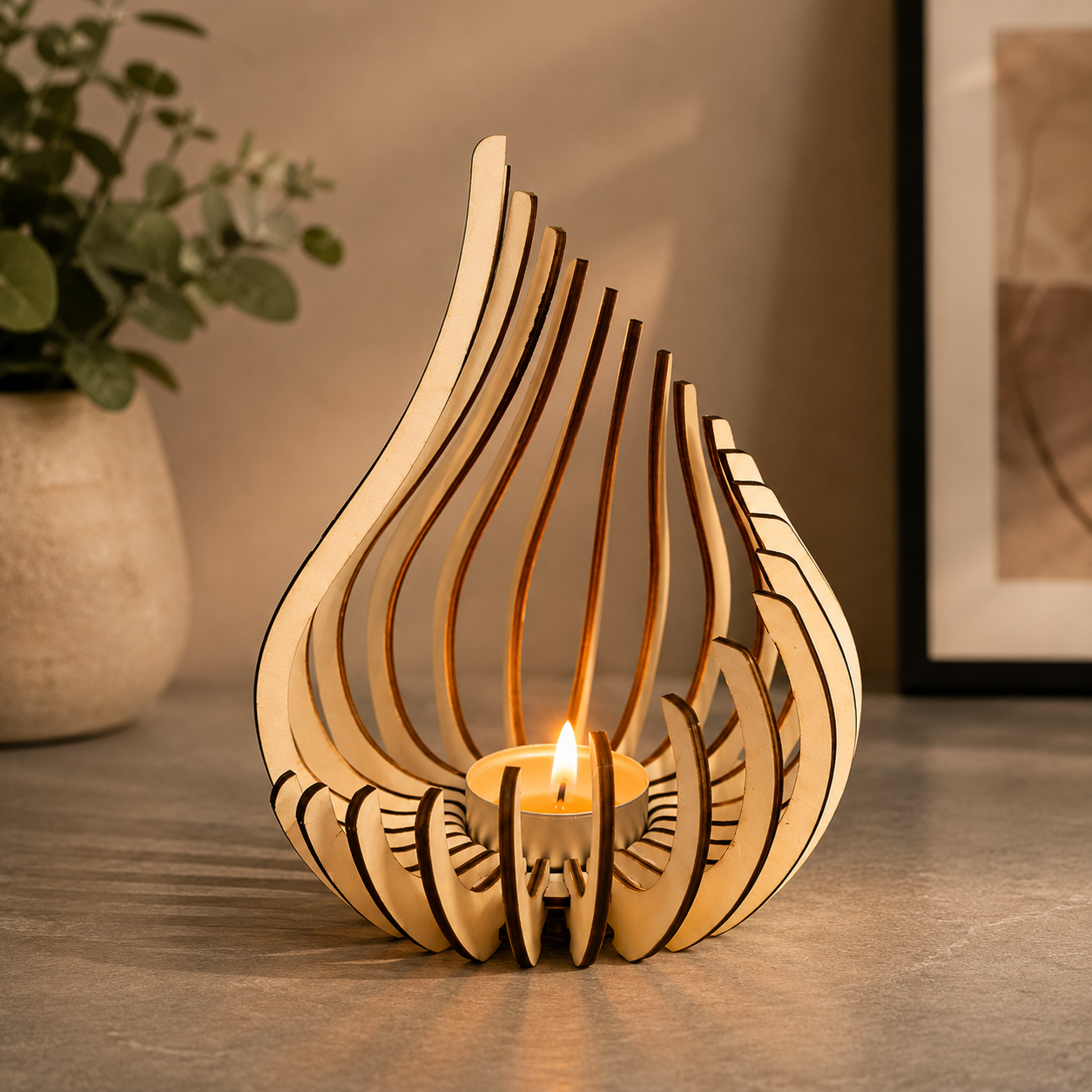 Teelichthalter Holz Lichtertülle Teelicht Kerzenhalter Designer