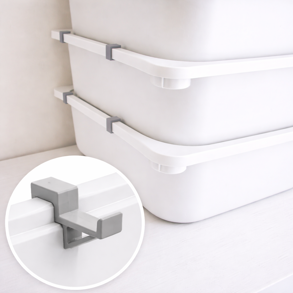 4x Halterung kompatibel zum Stapeln von IKEA TROFAST Boxen Regal Winkel Clips