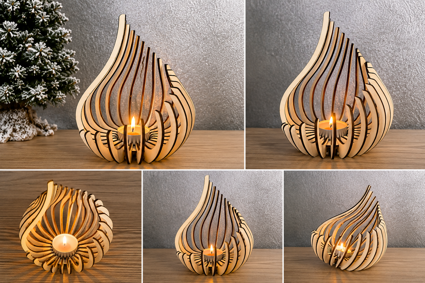Teelichthalter Holz Lichtertülle Teelicht Kerzenhalter Designer