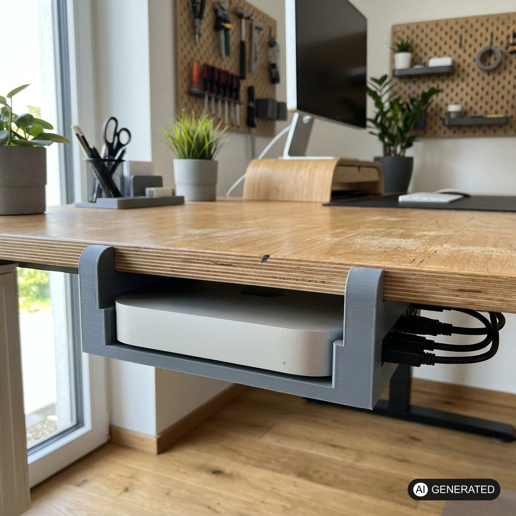 Untertisch Halterung Regal für Mac Mini – Produktfoto, 3D-gedruckt von Parture