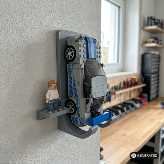 Wandhalterung LEGO® Speed für LEGO® Speed Champions Display Halter Minifigur – Produktfoto, 3D-gedruckt von Parture