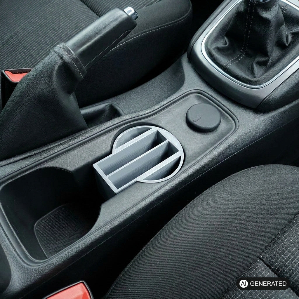 Handyhalter Getränkehalter Opel für Opel Astra K mit Handbremse – Produktfoto, 3D-gedruckt von Parture