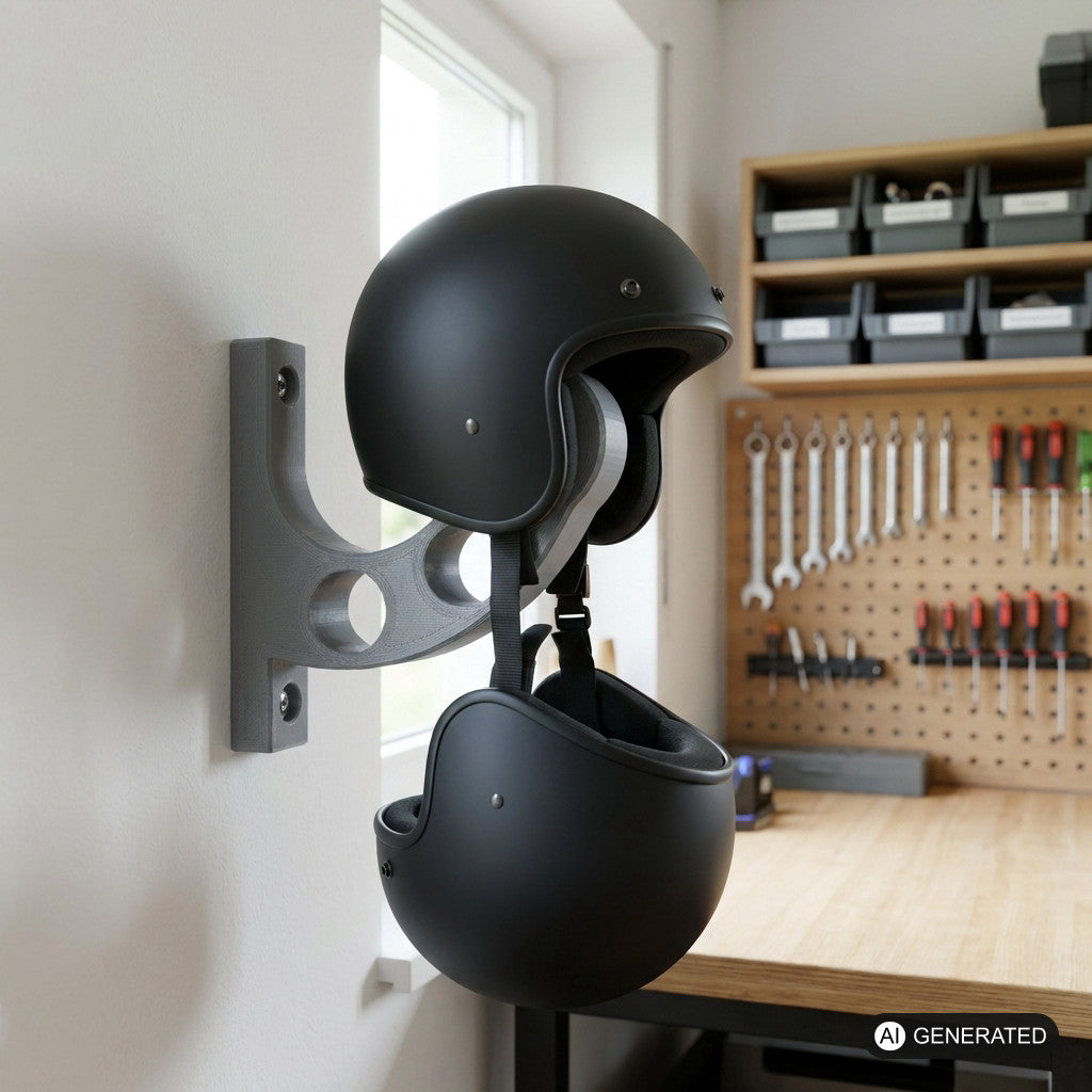Motorradhelm Wand Halterung – Produktfoto, 3D-gedruckt von Parture