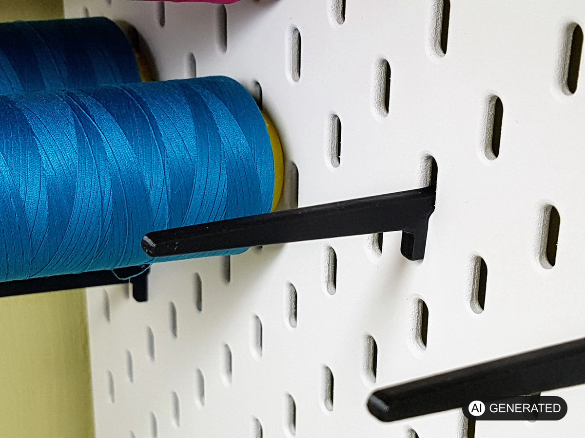 Garnrollen Garnrollenhalter Halterung für IKEA Skadis Lochwand weiß – Produktfoto, 3D-gedruckt von Parture