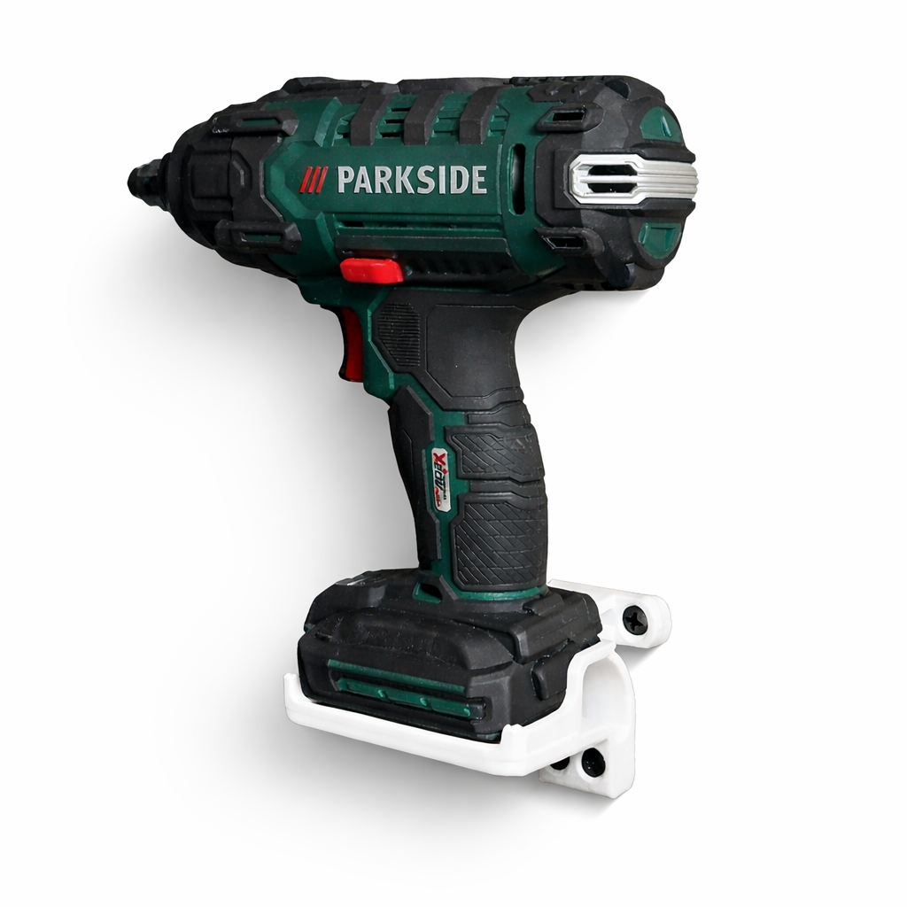 Halterung passend für Parkside 20V Akkus, Wandmontage parallel