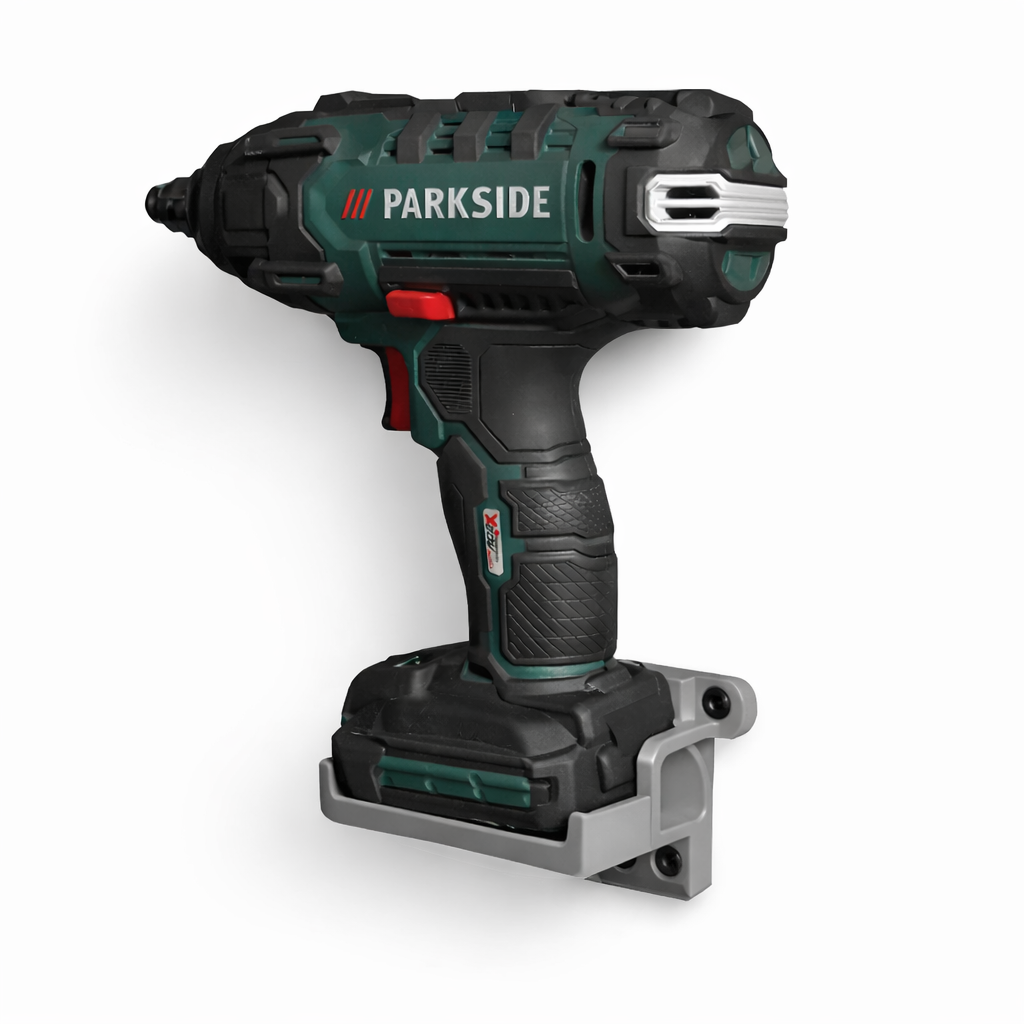 Halterung passend für Parkside 20V Akkus, Wandmontage parallel