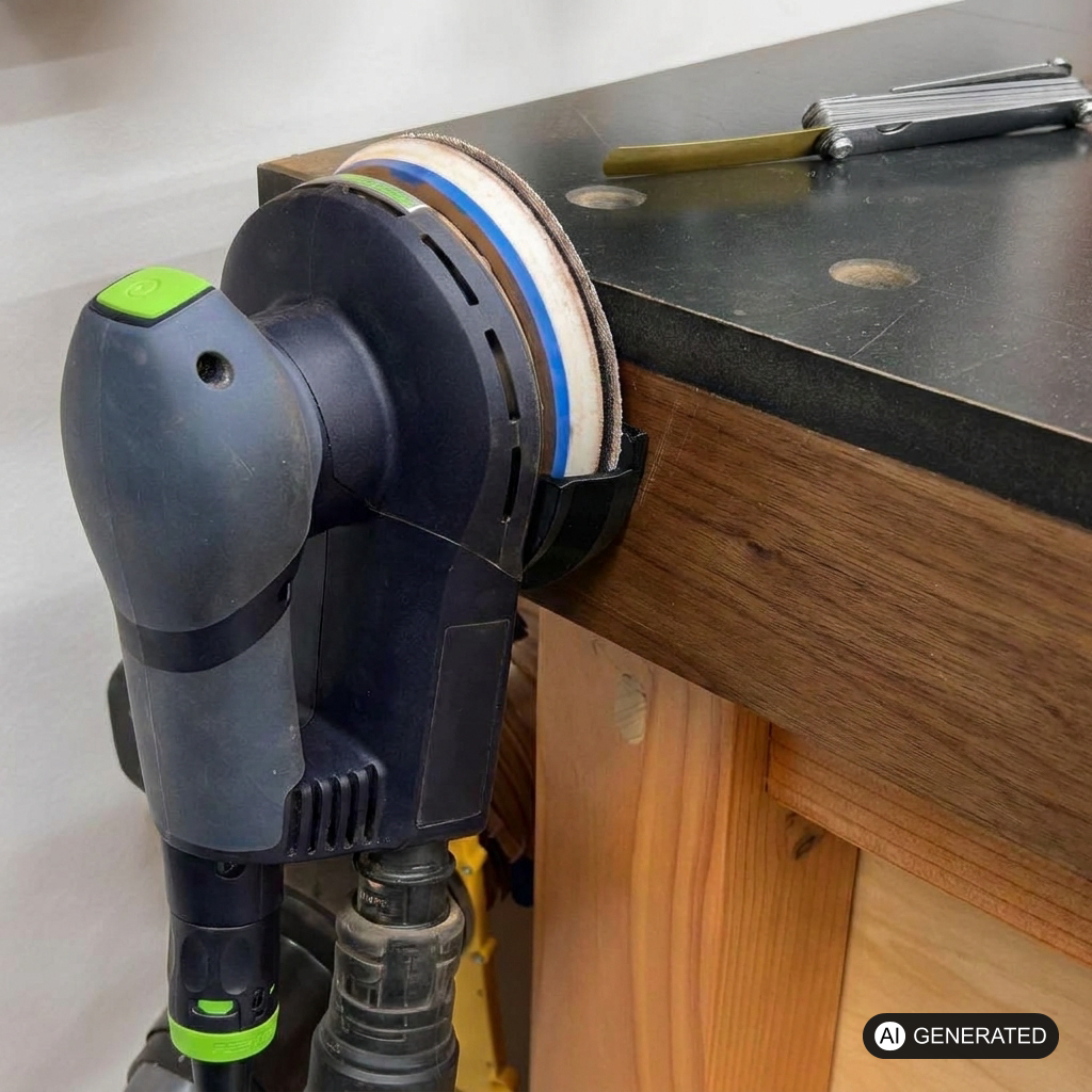 Halterung passend für Festool ETS EC 125 Schleifer – im eingebauten Zustand, 3D-gedruckt von Parture
