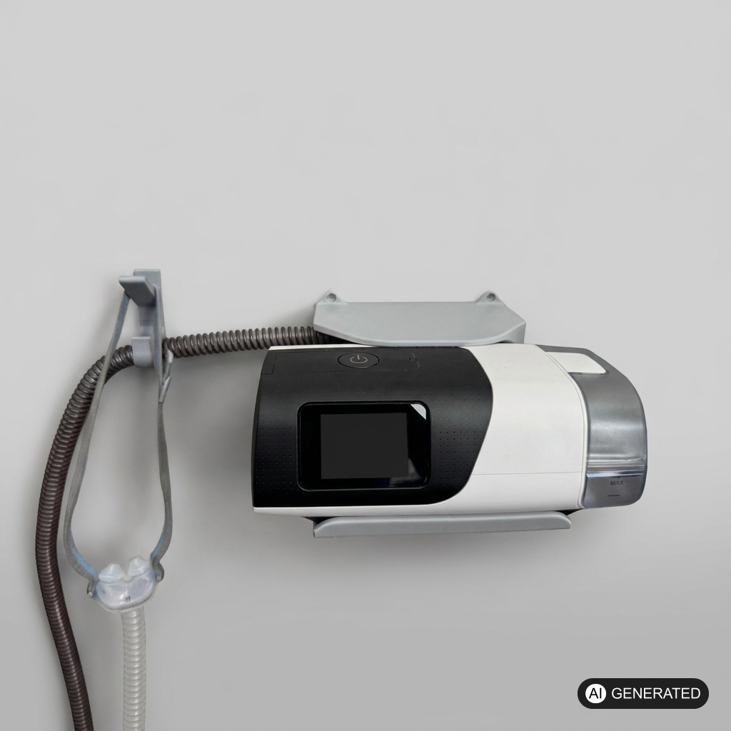 Wandhalter passend für ResMed AirSense 11 CPAP Halterung – im eingebauten Zustand, 3D-gedruckt von Parture