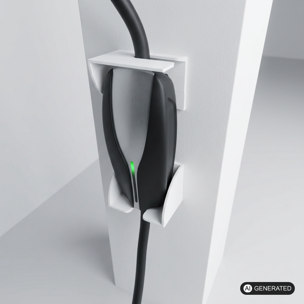 Wandhalterung passend für Tesla Model S mobiles – im eingebauten Zustand, 3D-gedruckt von Parture