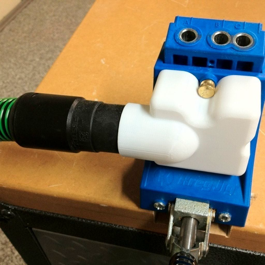 Absaugadapter passend für Festool auf Kreg – im eingebauten Zustand, 3D-gedruckt von Parture
