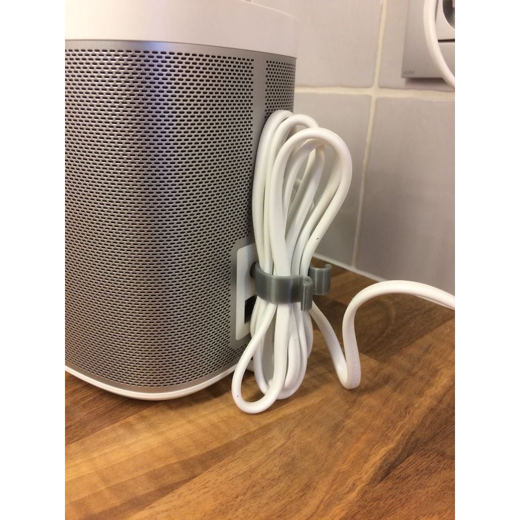 Kabelclip passend für Sonos Play 1 – im eingebauten Zustand, 3D-gedruckt von Parture