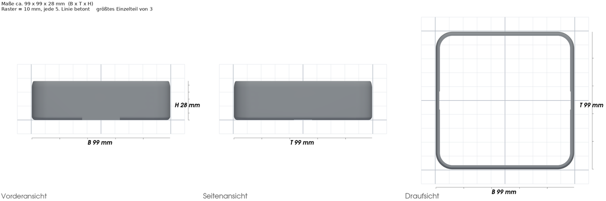 Mounting Frame passend für Hive Thermostat – mit Maßangaben, 3D-gedruckt von Parture