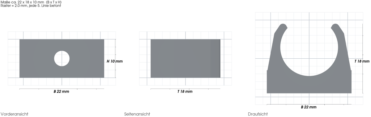 Schlauchklemme 13mm passend für Gardena Micro Drip – mit Maßangaben, 3D-gedruckt von Parture