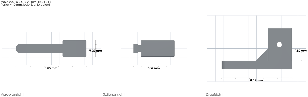 Rail clamp adapter passend für Irwin – mit Maßangaben, 3D-gedruckt von Parture