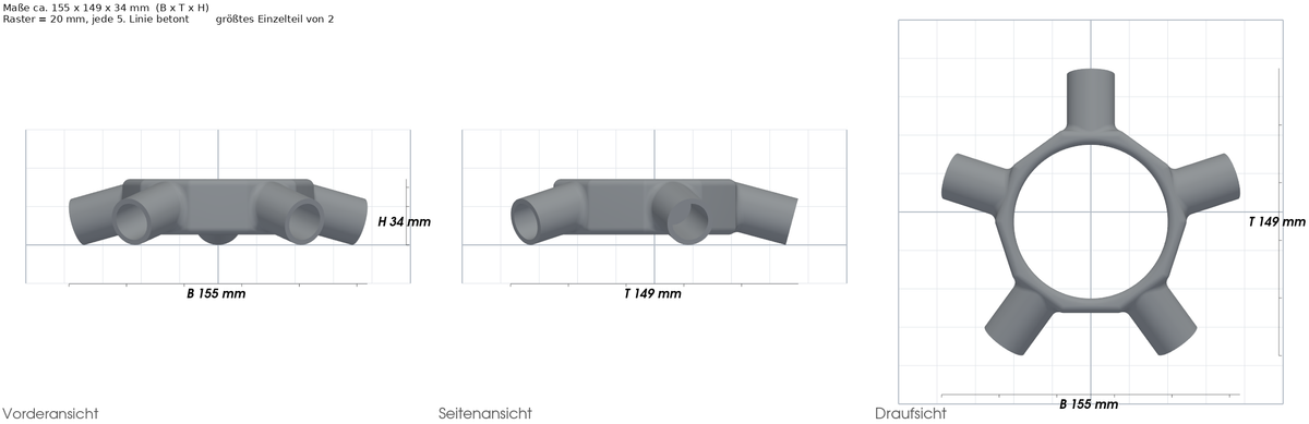 Halterung passend für Intex Poolabdeckung – mit Maßangaben, 3D-gedruckt von Parture