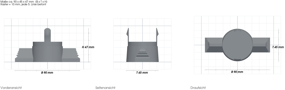 Verschlussstopfen passend für abnehmbare Westfalia – mit Maßangaben, 3D-gedruckt von Parture