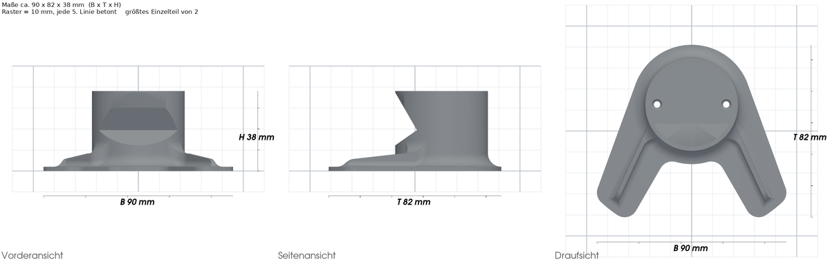 Standfuß passend für Blink Outdoor Kamera – mit Maßangaben, 3D-gedruckt von Parture