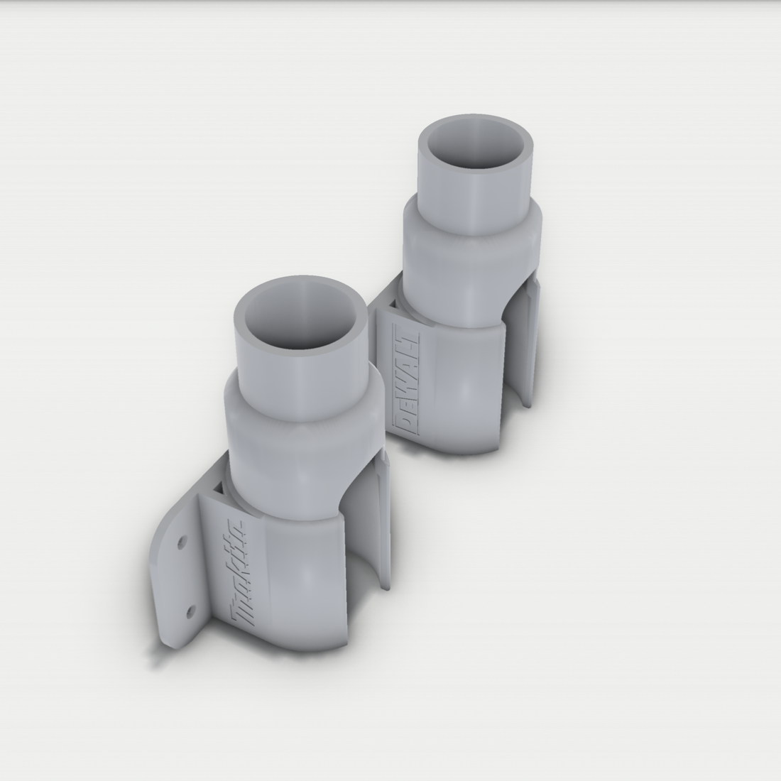 Regalhalterung passend für DeWalt und Makita Akkubohrer – 3D-Ansicht, 3D-gedruckt von Parture