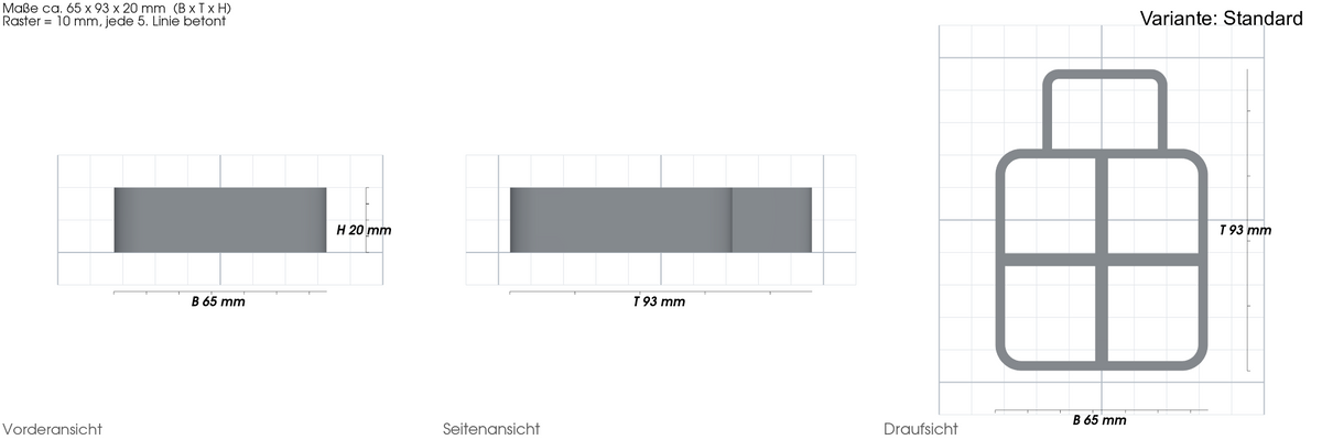 Steckdosenhalterung passend für Blink Sync Module 2 – mit Maßangaben, 3D-gedruckt von Parture – Variante Standard