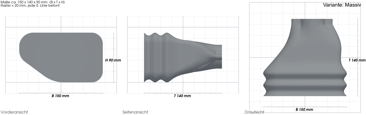Schneeschutz-Abdeckung passend für Tesla Ladeanschluss – mit Maßangaben, 3D-gedruckt von Parture – Variante Massiv