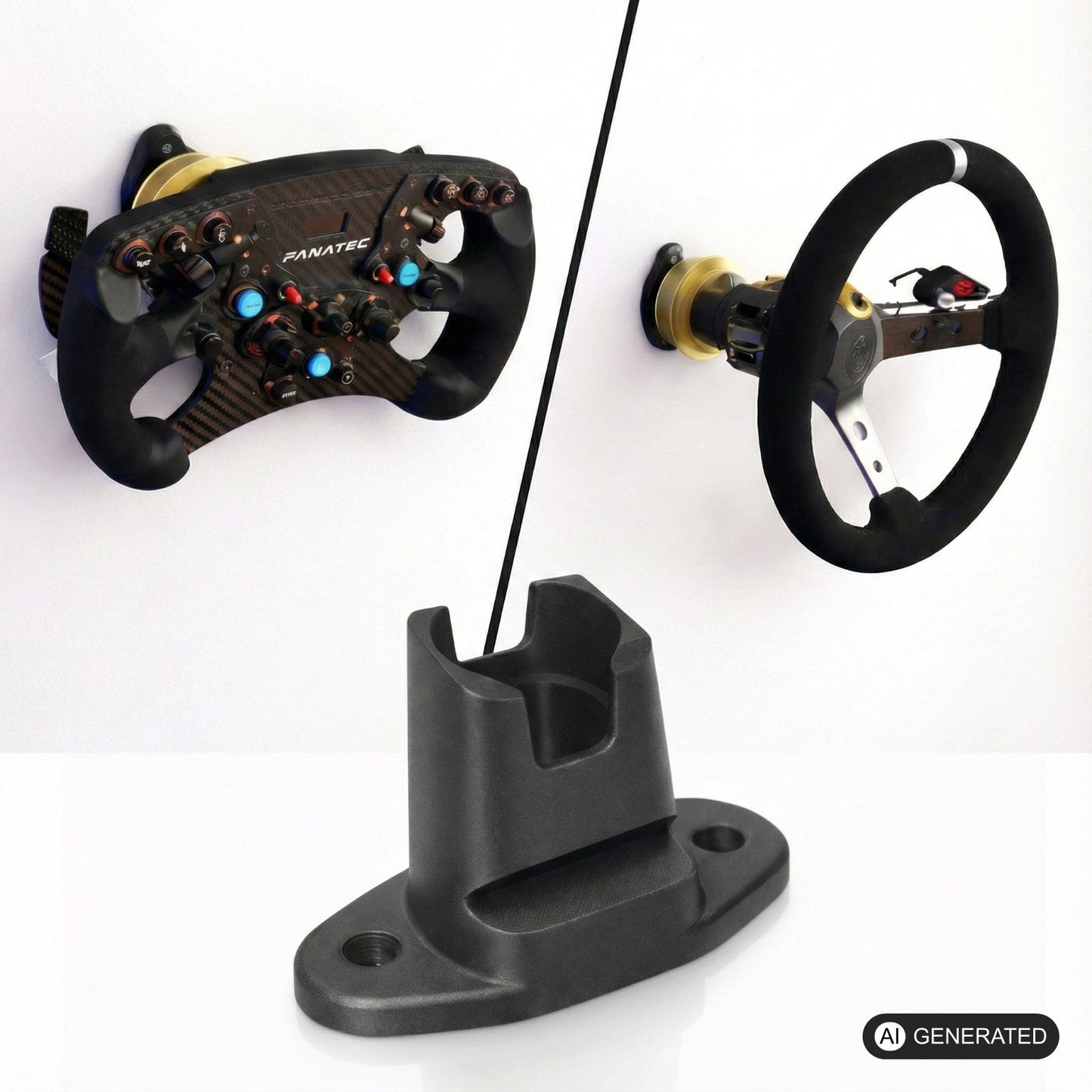 2in1 Halter passend für Fanatec QR2 Lenkrad Quick Release Aluprofil / Wallmount