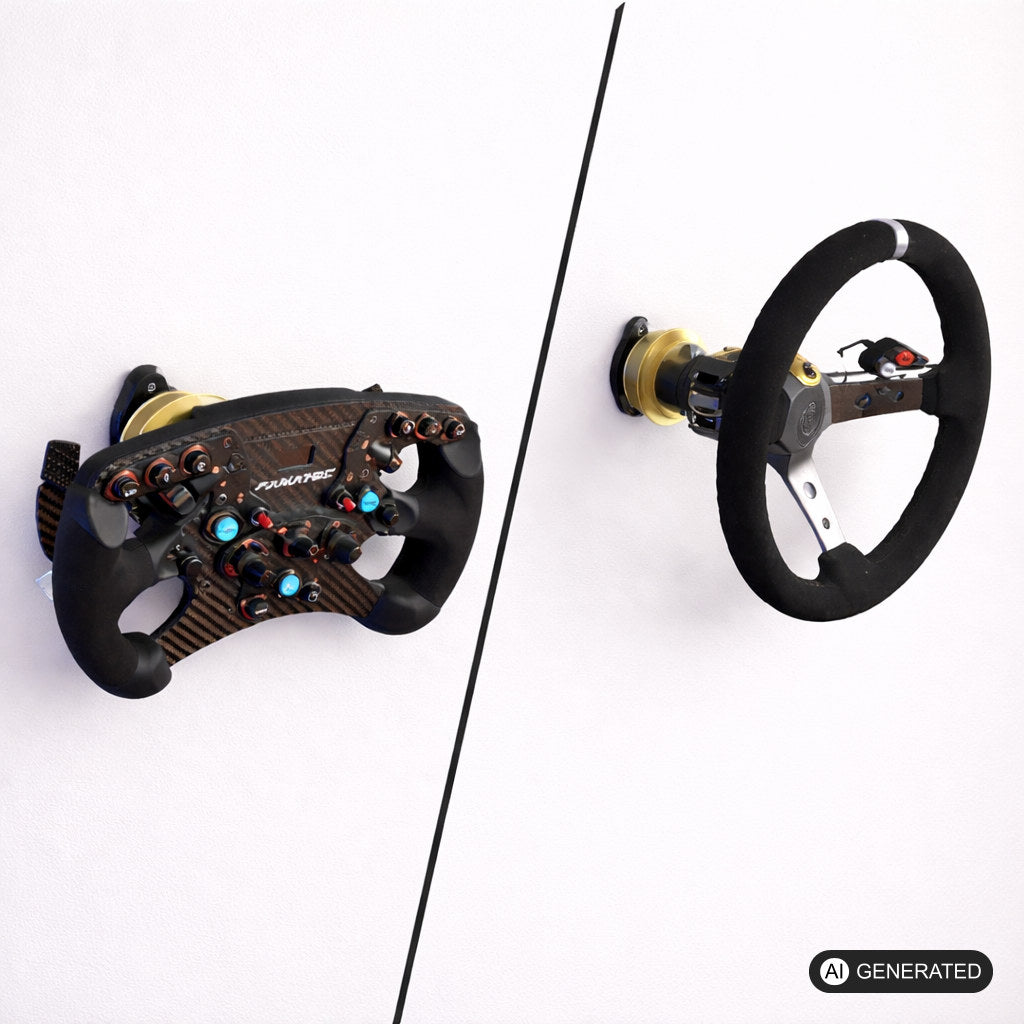 2in1 Halter passend für Fanatec QR2 Lenkrad Quick Release Aluprofil / Wallmount