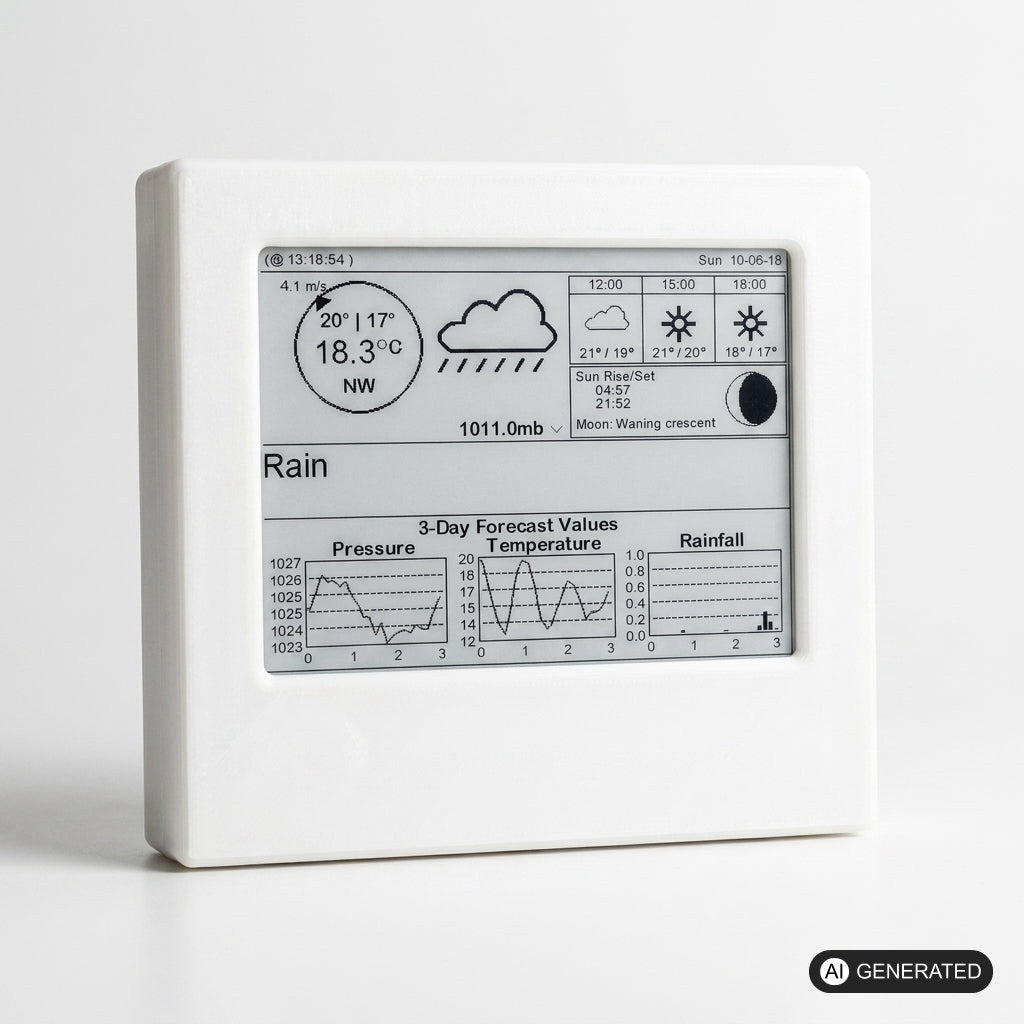 4.2" E-Paper Wetterstation Gehäuse mit ESP32, kompatibel mit Waveshare