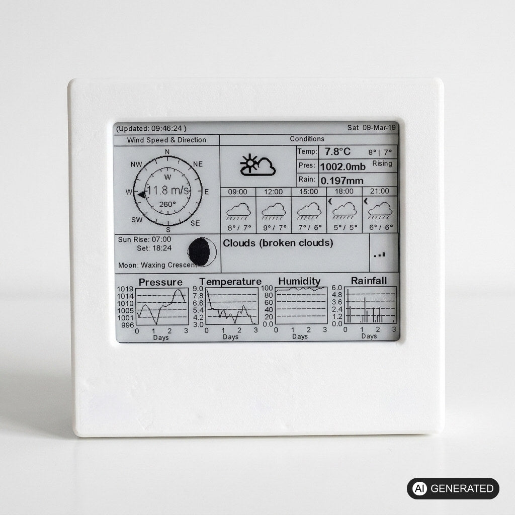 4.2" E-Paper Wetterstation Gehäuse mit ESP32, kompatibel mit Waveshare