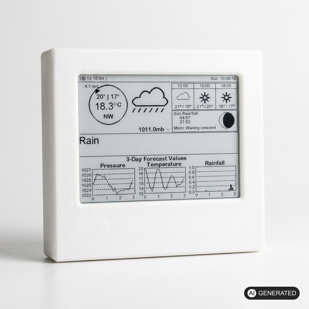 4.2" E-Paper Wetterstation Gehäuse mit ESP32, kompatibel mit Waveshare