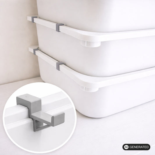4x Halterung kompatibel zum Stapeln von IKEA TROFAST Boxen Regal Winkel Clips