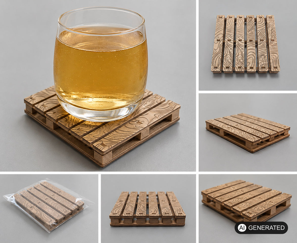 5x Paletten Untersetzer Mini Holzpaletten Getränkeuntersetzer Coaster aus Holz