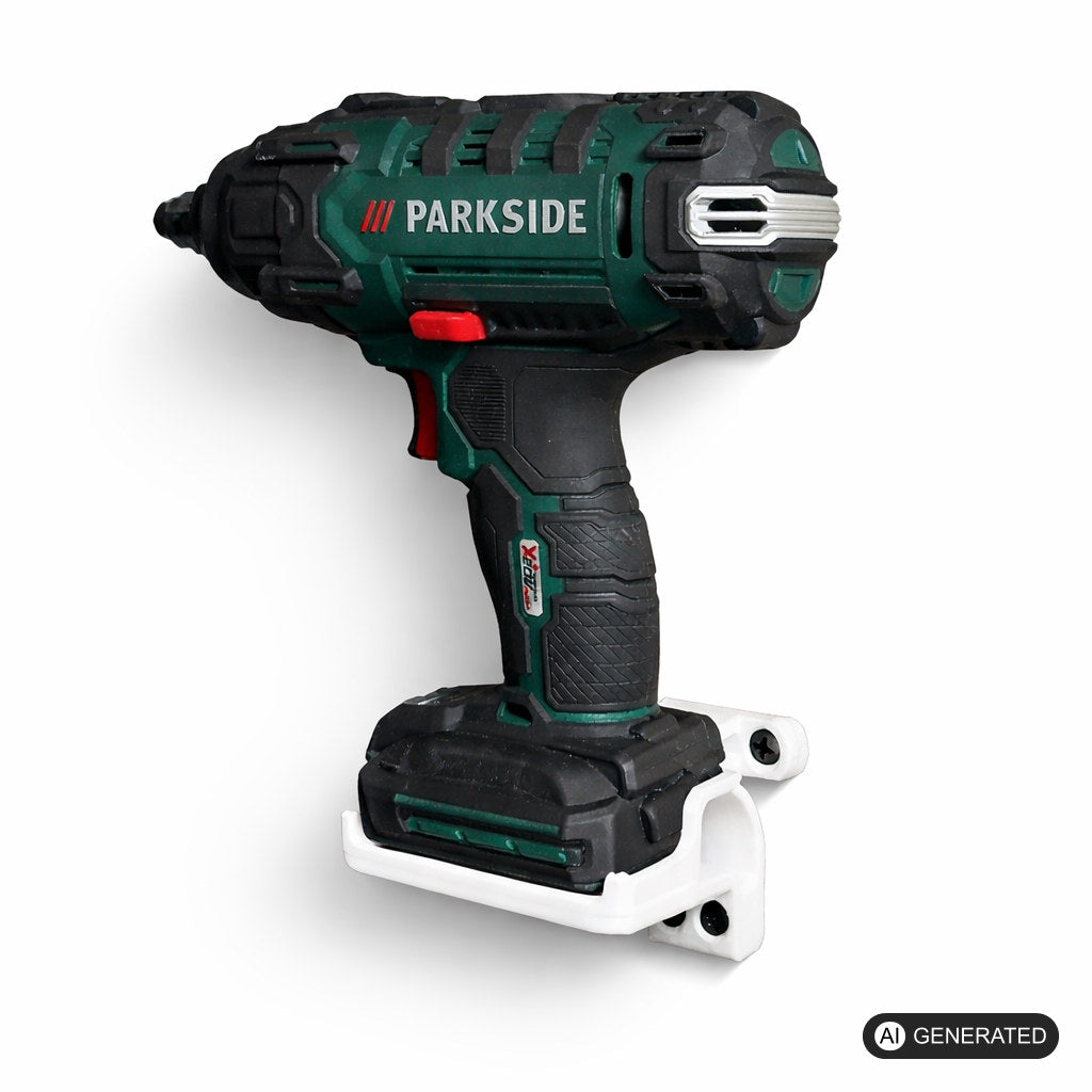 Halterung passend für Parkside 20V Akkus, Wandmontage parallel