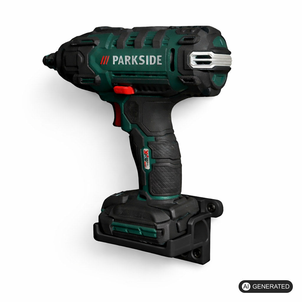 Halterung passend für Parkside 20V Akkus, Wandmontage parallel