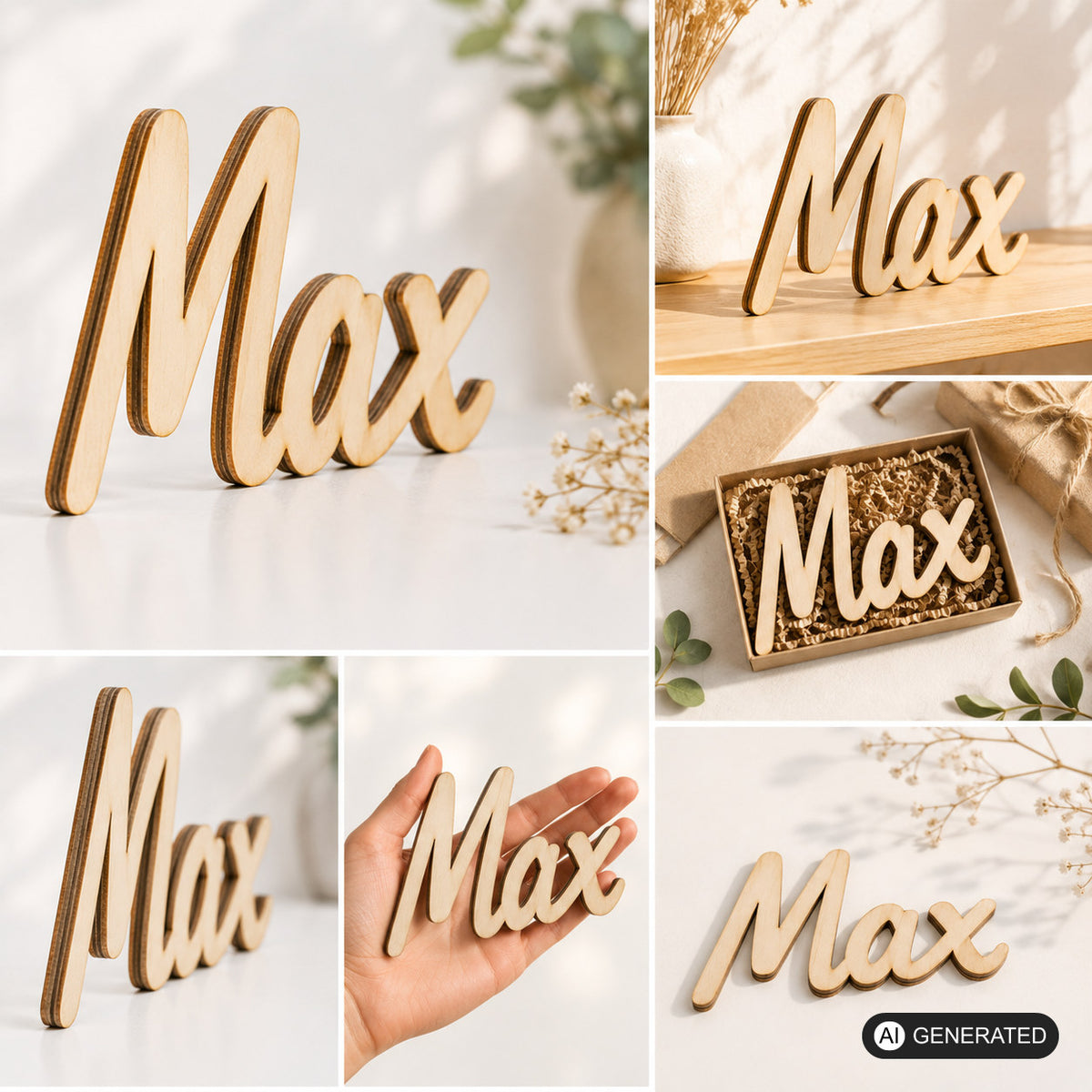 Schriftzug Personalisiert Holz Name Wand Deko Kinderzimmer Türschild Basteln 5cm