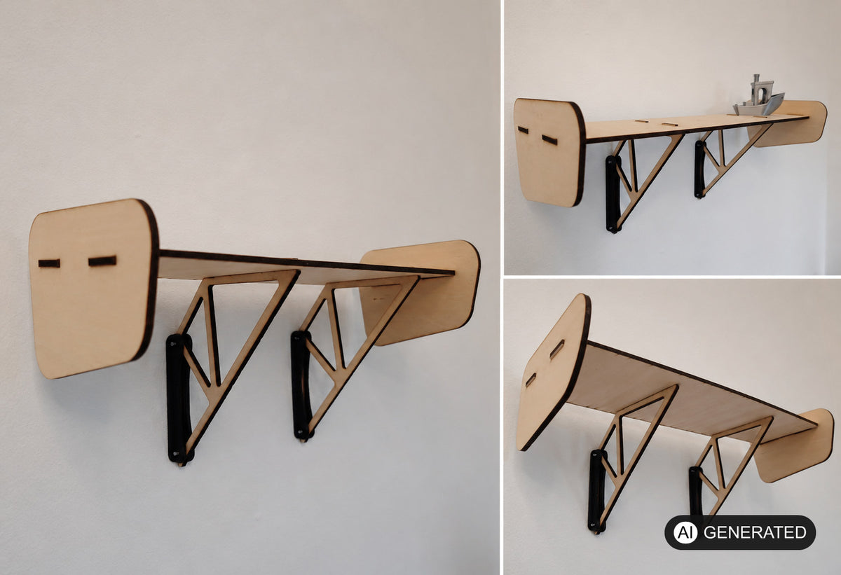 Wandregal Winkel Auto Heckspoiler Style Wing Shelf Ablage Regal - komplettes Set