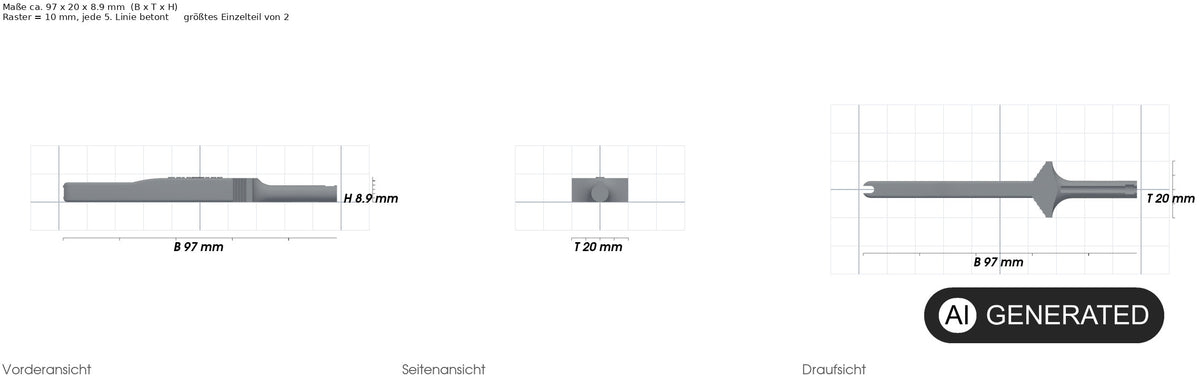 Steckwerkzeug Shimano TL-EW300 für Shimano TL-EW300 Di2 E-Tube EW-SD300 Kabel Y7HE40000 – mit Maßangaben, 3D-gedruckt von Par