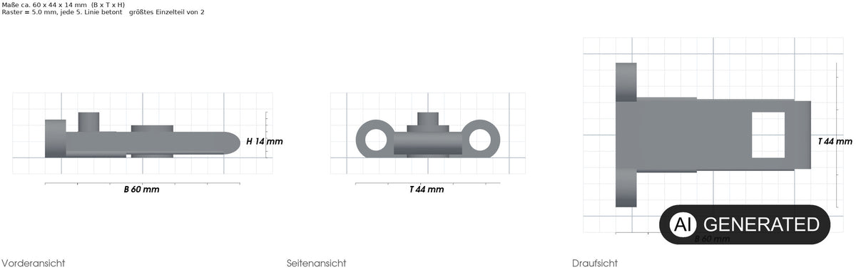 Verschluss Adapter Schublade für Ikea Faktum – mit Maßangaben, 3D-gedruckt von Parture
